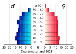 Bevolkingspiramide van de gemeente Zwartewaterland