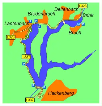 Aggertalsperre met omliggende dorpen