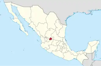 Kaart van Estado Libre y Soberano de Aguascalientes