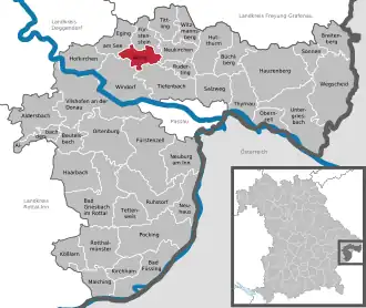 Kaart van Aicha vorm Wald