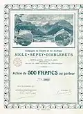 Aandeel in spoorwegmaatschappij Aigle-Sépey-Diablerets, 1911