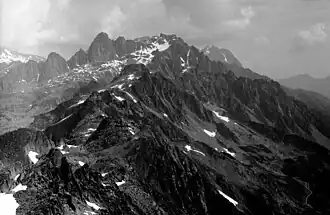 Zicht op de Aiguilles Rouges vanaf de Brevent