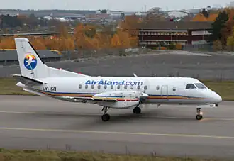 Een Saab 340 van Air Åland Saab op Luchthaven Stockholm-Arlanda