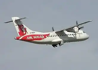 Een ATR 42-300 van Air Wales op Cardiff Airport