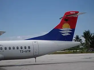 Staart van de voormalige ATR 72 van Air Kiribati