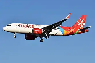 Een Airbus A320neo van Air Malta