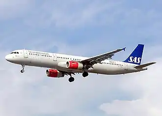 Een Airbus A321 van Scandinavian Airlines