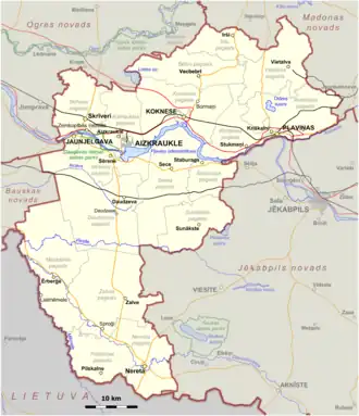 Kaart van Aizkraukles novads