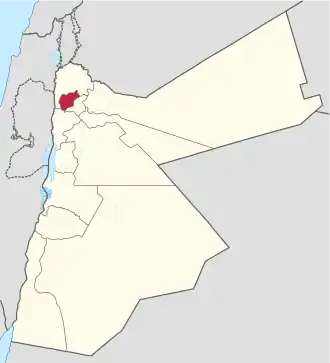 Kaart van Ajlun محافظة عجلون