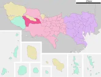 Situering van Akiruno in de prefectuur Tokio