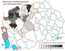 De verspreiding van de Albanese minderheid