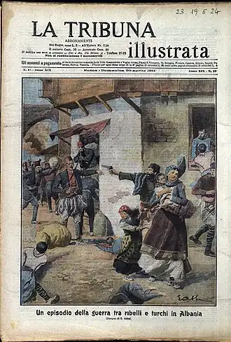 Illustratie van de Albanese rebellie uit 1911