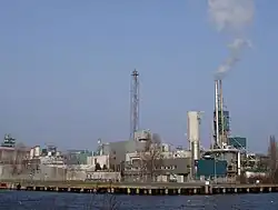 Chemische fabriek Albemarle, van oorsprong zwavelfabriek Ketjen, verplaatst van bolwerk Sloten in de Jordaan omdat deze daar veel milieuoverlast gaf, wat tot voor twintig jaar in Nieuwendam en de Vogelbuurt ook nog het geval was.