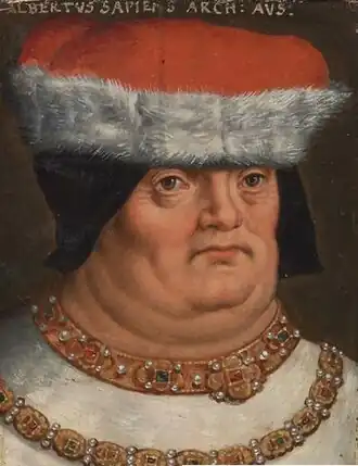 Portret van hertog Albrecht II van Oostenrijk door Antoni Boys, 16e eeuw.