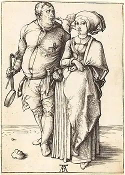 De kok en zijn vrouw[11] 1496 Kopergravure 109 × 77 mm Bartsch 84