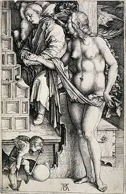De droom van de geleerde[19] 1496-1500 Kopergravure 190 × 121 mm Bartsch 76