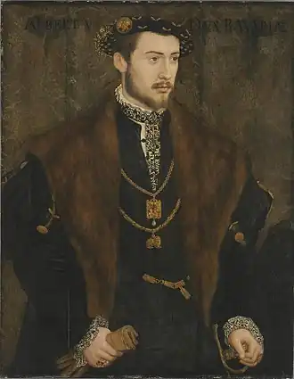 Portret van de jonge Albrecht V van Beieren door Hans Mielich, 1545.