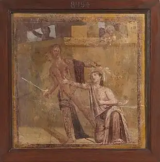 Alcmaeon doodt zijn moeder Eriphyle (fresco in het Museo Archeologico Nazionale di Napoli)