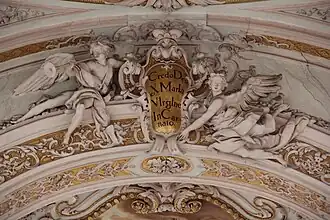 Chronogram, abdijkerk van Aldersbach, Beieren: CreDo Deo eX MarIa VirgIne InCarnato.