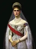 Alekszandra Fjodorovna van Rusland met de Orde van Sint-Catharina en o.a. de Orde van Victoria en Albert
