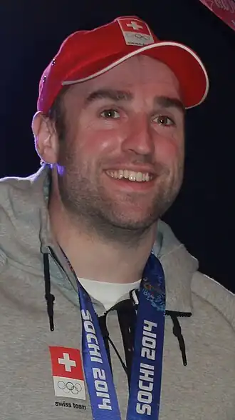 Alex Baumann tijdens de Olympische Winterspelen 2014