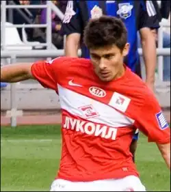Alex in het shirt van Spartak Moskou