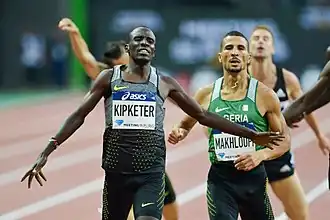 Alfred Kipketer wint de 800 m tijdens de Meeting de Paris in 2016.