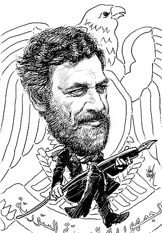 Portret van Farzat, getekend door cartoonist Michael Netzer