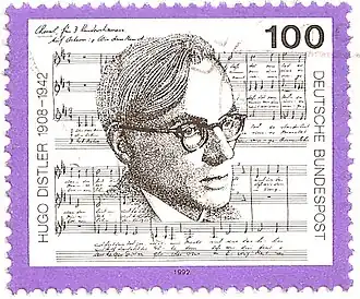 Hugo Distler op een Duitse postzegel (1992)