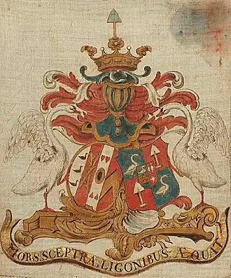 Alliantiewapen De Graeff-Van Herzeele (Gerrit de Graeff aan de rechterkant, zijn vrouw Christina van Herzeele aan de linkerkant)