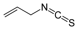 Structuurformule van allylisothiocyanaat