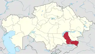 Kaart van Almaty oblısı