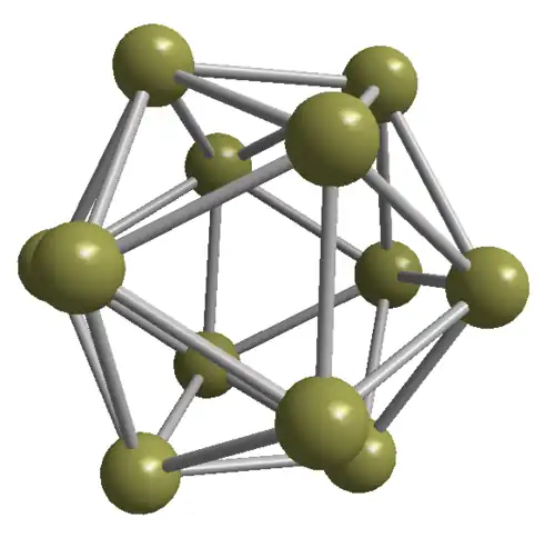 B12-Ikosaeder in de structuren van α- en γ-aluminiumdodecaboride
