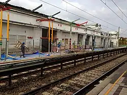 Het station tijdens de renovatie in september 2014.