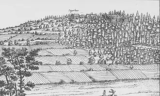 De Alte Veste in 1705. Een deel van een kopergravure van Johann Alexander Boener