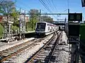 Een RER-trein tussen Torcy en Bussy-Saint-Georges
