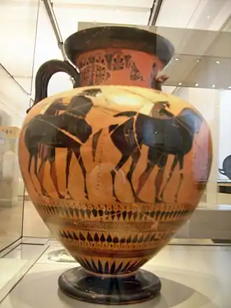 Acamas en Demophoon; halsamfoor door Exekias (ong. 540 v.Chr.); Altes Museum, Berlijn