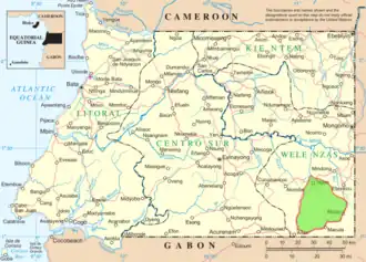 Het park weergegeven in groen op de kaart.