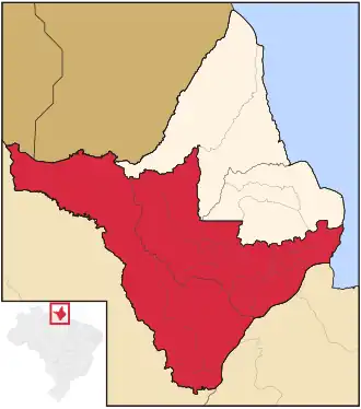 Ligging van de Braziliaanse mesoregio Sul do Amapá in Amapá