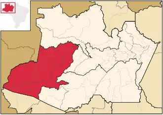 Ligging van de Braziliaanse mesoregio Sudoeste Amazonense in Amazonas