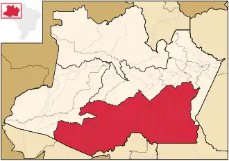 Ligging van de Braziliaanse mesoregio Sul Amazonense in Amazonas