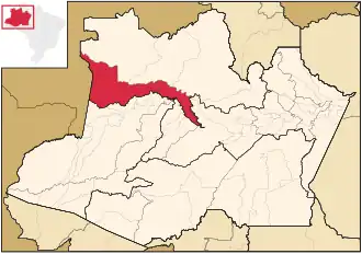 Ligging van de Braziliaanse microregio Japurá in Amazonas