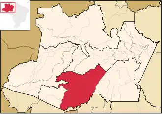 Ligging van de Braziliaanse microregio Purus in Amazonas