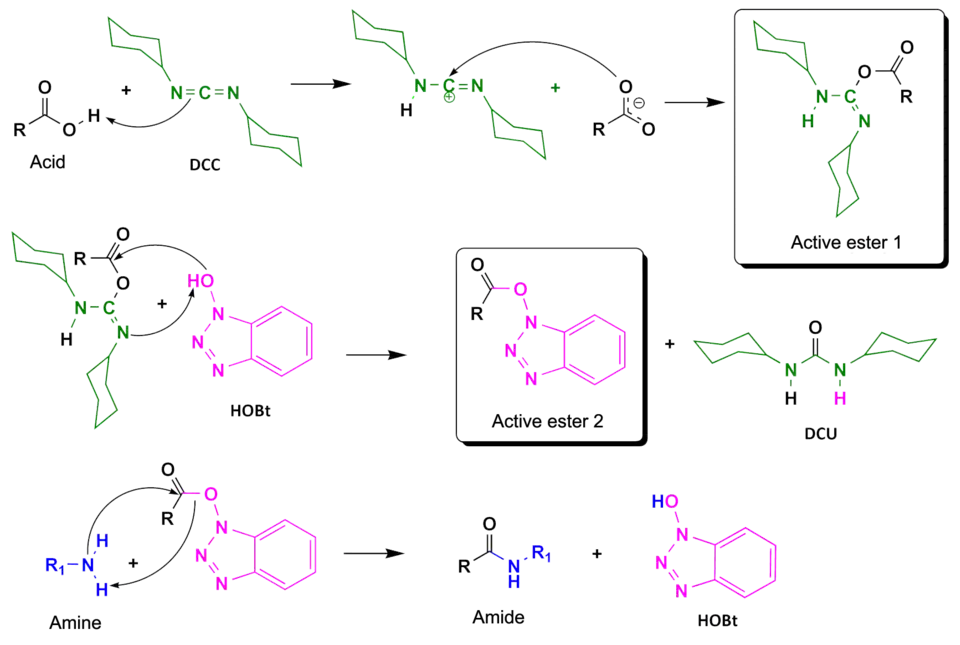 Synthese van amiden met behulp van HOBt