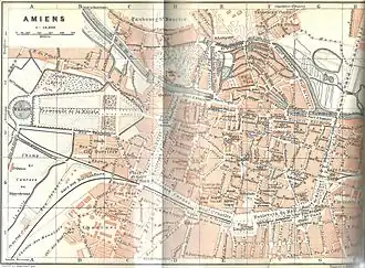 Kaart van Amiens in 1913