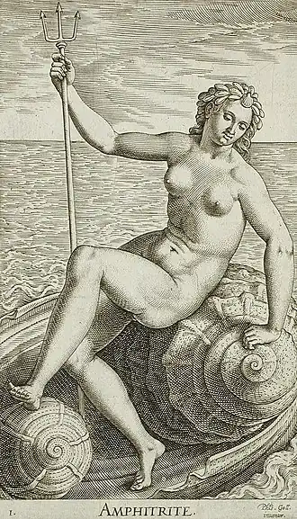 Gravure Amphitrite, 1587 door Philip Galle