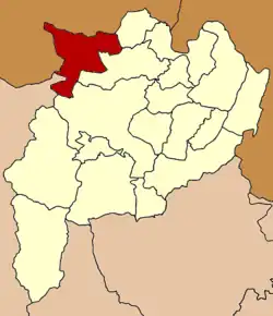 Kaart van Chiang Rai met de Mae Fa Luang aangegeven