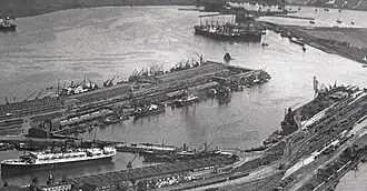 Ertshaven in 1934, gezien vanuit het zuidwesten