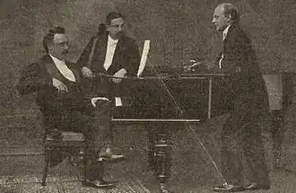 Het Amsterdamsche trio met v.l.n.r. Anton Verheij, Isaac Mossel en Julius Röntgen jr