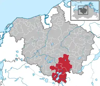 Kaart van Krakow am See